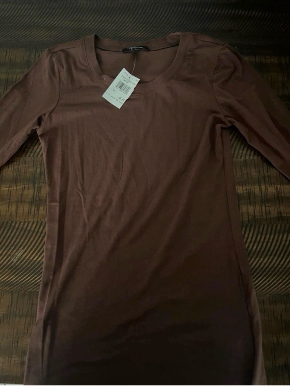 Rainbow Women’s Long Sleeve Crewneck Top - Chocolate Brown